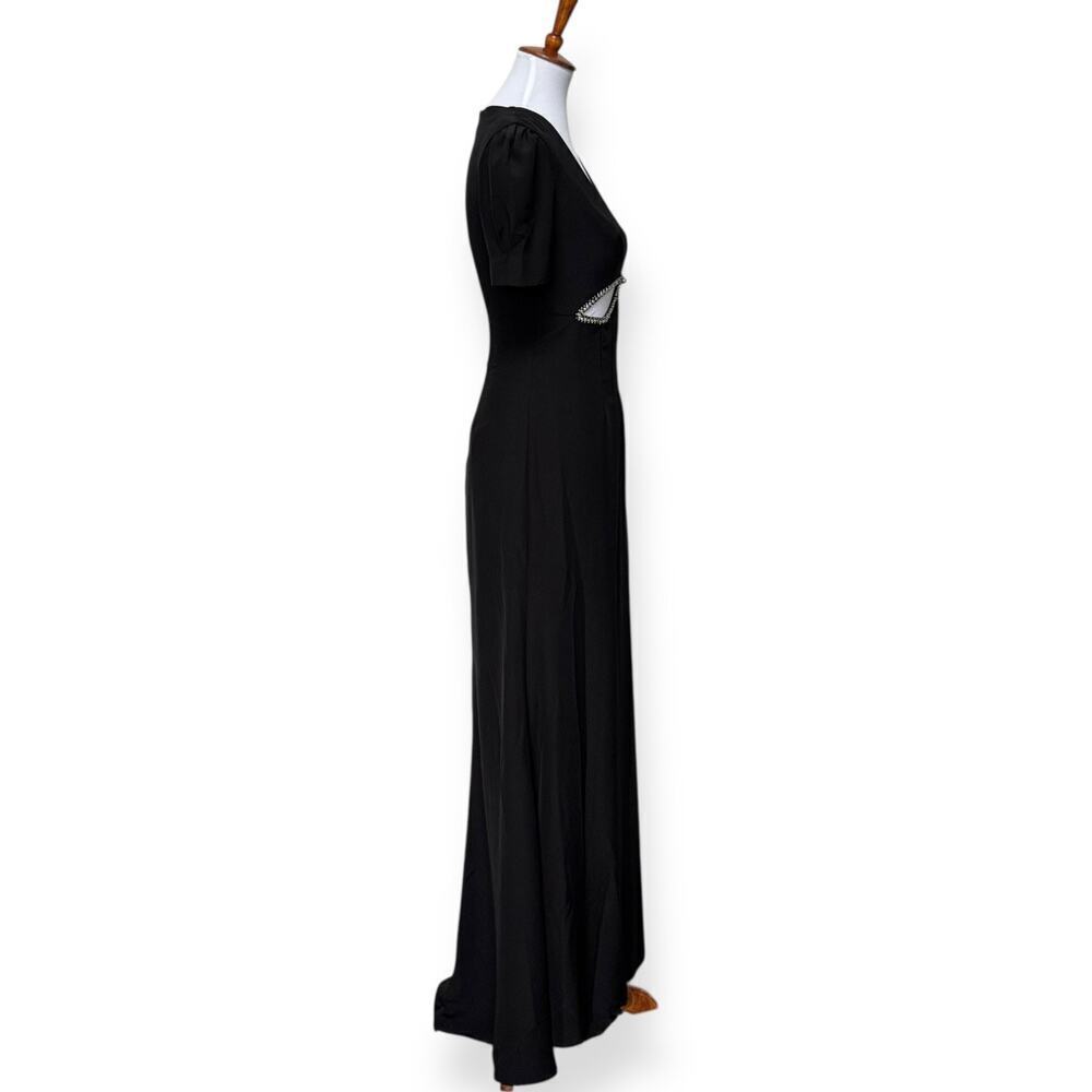 Ieena for Mac Duggal Black Rhinestone Bow Cutout Column Gown Women’s Size 2 - Picture 3 of 16